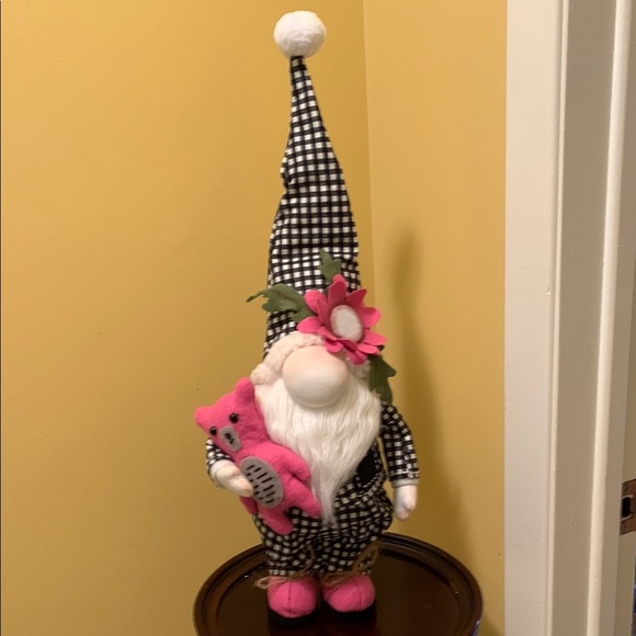 Black and White Polka Check Gnome Decor with pink accent. NWT - Picture 8 of 17